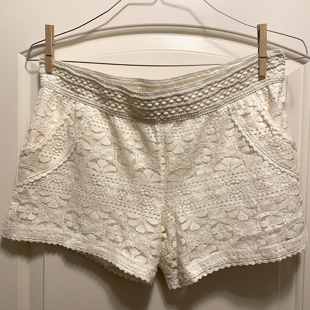 Ivory Lace/Eyelet Shorts with Pockets